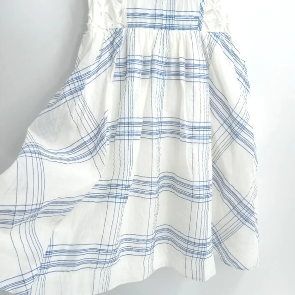 Anthropologie Moulinett Soeurs Dress Seapane Eyelet White Blue - Picture 8 of 15